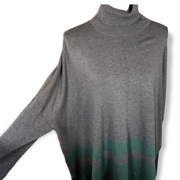 JONES NEW YORK GRAY & GREEN TURTLENECK PONCHO/SWEATER SZ.XL EUC - Picture 2 of 7